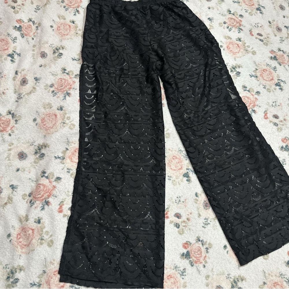 Black Pattern Mesh Swimwear Cover Up